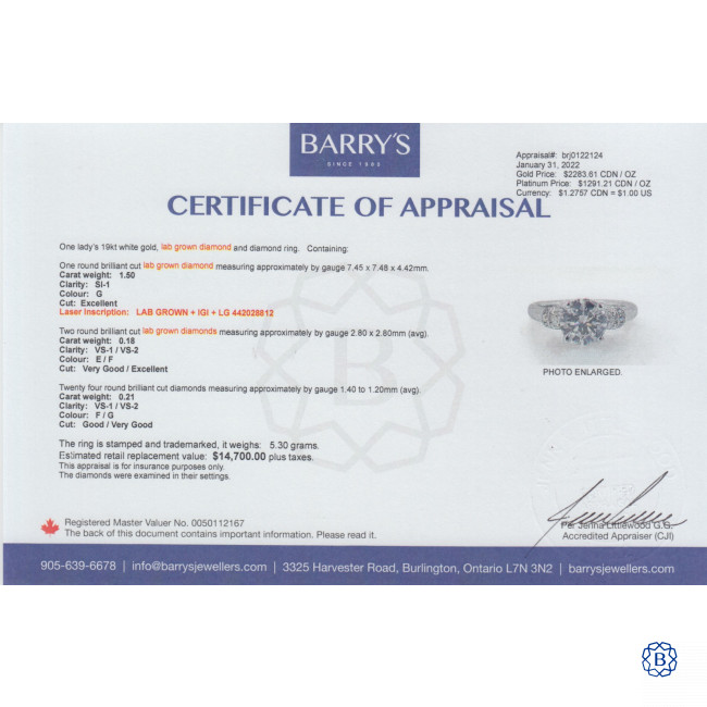 Lab grown on sale diamond appraisal