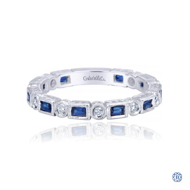 Gabriel Co. 14kt White Gold Sapphire Diamond Stackable Ring