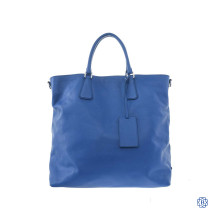 Prada Convertible Saffiano Shopper In Azzurro Blue 