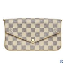 Louis Vuitton Damier Azur Felice Pochette Chain Wallet.