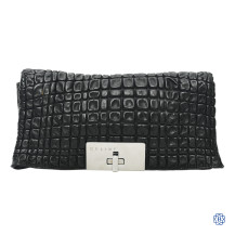 Celine Black Leather Evening Clutch