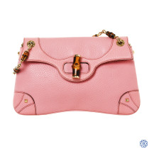 Vintage Gucci Bamboo Pink Shoulder Bag 