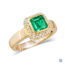 18kt Yellow and White Gold Emerald and Diamond Ring