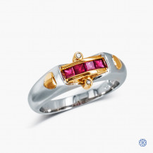 14k White and Rose Gold Ruby and Diamond Ring