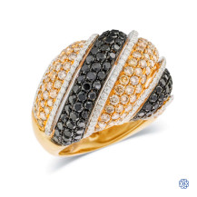 18kt Rose and White Gold Lady's 6.45ct Fancy Yellow and Brown and Black Diamond Ring with a Domed Style Design
