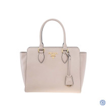 Prada Top Handle Saffiano & Soft Calfskin Leather Tote Bag