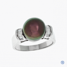 18kt white gold diamond and pearl ring