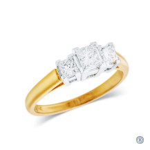 14kt Yellow Gold Three Stone Princess Diamond Engagement Ring