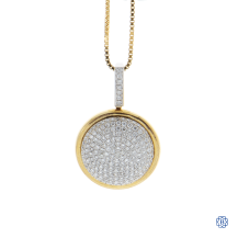 18kt Yellow Gold Pave Diamond Pendant and Chain 