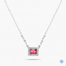 14kt White Gold Pink Tourmaline and Diamond Necklace