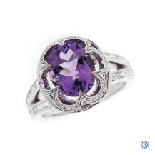 18kt white gold amethyst and diamond ring 