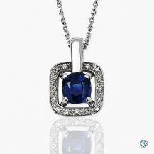 18k white gold diamond and sapphire pendant with chain