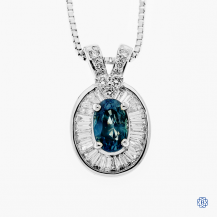 18k white gold alexandrite and diamond oval pendant with chain