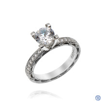 Tacori Reverse Crescent Platinum Moissanite and Diamond Engagement Ring