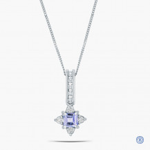 14k White Gold Tanzanite and Diamond Necklace