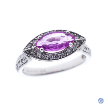 14kt white gold pink sapphire diamond ring 