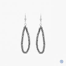 14k white gold black diamond drop earrings