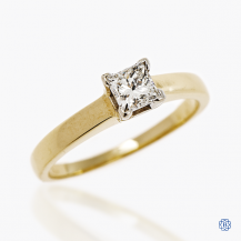 Timeless 14kt Yellow Gold 0.40ct Solitaire Princess Diamond Engagement Ring 