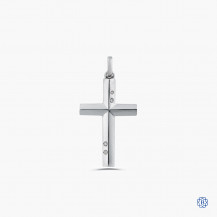 14k white gold and diamond cross pendant