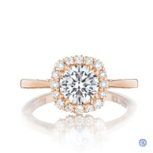 18kt Rose Gold Tacori Full Bloom 1.09ct Round Diamond with Halo Engagement Ring