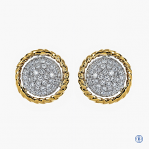 14k yellow and white gold diamond stud earrings