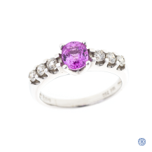 18k white gold pink sapphire and diamond ring