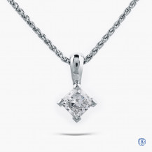 14kt White Gold Box Style Chain with 0.56ct Princess Cut Diamond Pendant