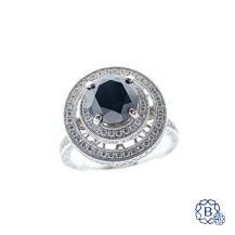 18k white gold, black and white diamond ring