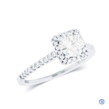 14kt White Gold Moissanite and Diamond Engagement Ring