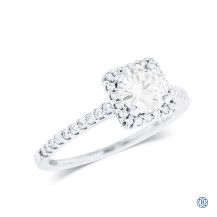 14kt White Gold Moissanite and 0.41ct Diamond Engagement Ring