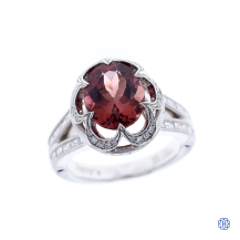 18kt white gold pink tourmaline and diamond ring 