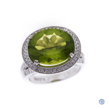 18kt White Gold Peridot and Diamond Ring