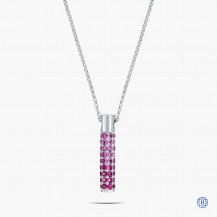 18k White Gold and Pink Sapphire Pendant with Chain