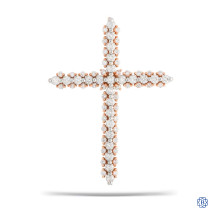 18kt Rose and White Gold Diamond Cross Pendant