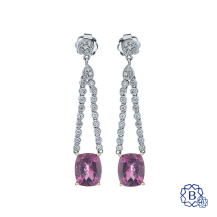 18k white and yellow gold tourmaline and diamond drop earrings