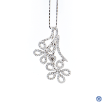 14kt White Gold Floral Diamond Pendant with Chain