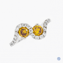 14kt White Gold Lady's Fancy Orangy Yellow 0.76ct Diamond Custom Made Ring