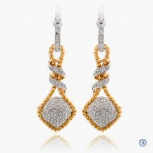 14k yellow and white gold diamond drop earrings