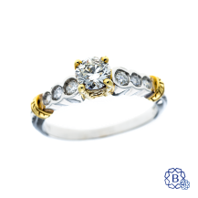 platinum and 18kt yellow gold 0.52ct diamond engagement ring