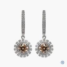 18k white gold 1.44ct brown diamond drop earrings