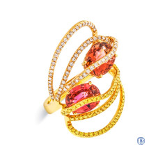 18kt Yellow and Pink Gold Tourmaline and Diamond Ring