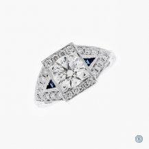 14k white gold diamond and sapphire ring