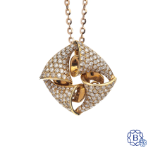 18k red gold and diamond pendant with chain