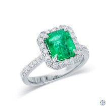 14kt White Gold 1.66ct Emerald and Diamond Ring