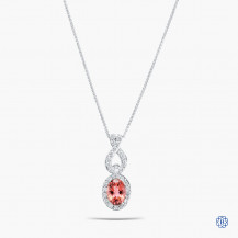 10kt White Gold Pink Tourmaline and Diamond Pendant with Chain