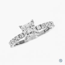 18kt white gold Tacori Clean Crescent moissanite and diamond engagement ring