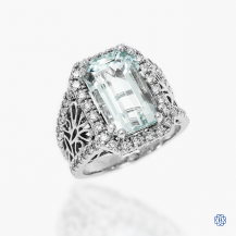 14k white gold 6.25ct aquamarine and diamond ring