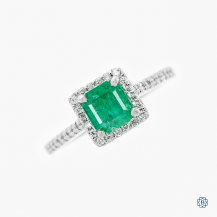 14k white gold emerald and diamond ring