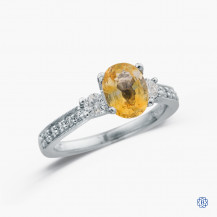 19k white gold yellow sapphire and diamond ring