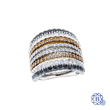 18k white and rose gold multi-row diamond fashion ring